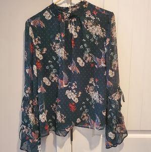 Kensie Long Sleeve Floral Blouse